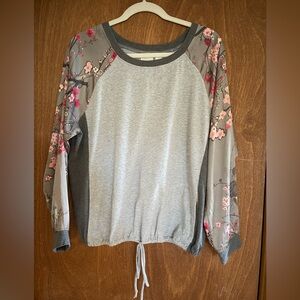 Chicos grey sweatshirt with cherry blossoms